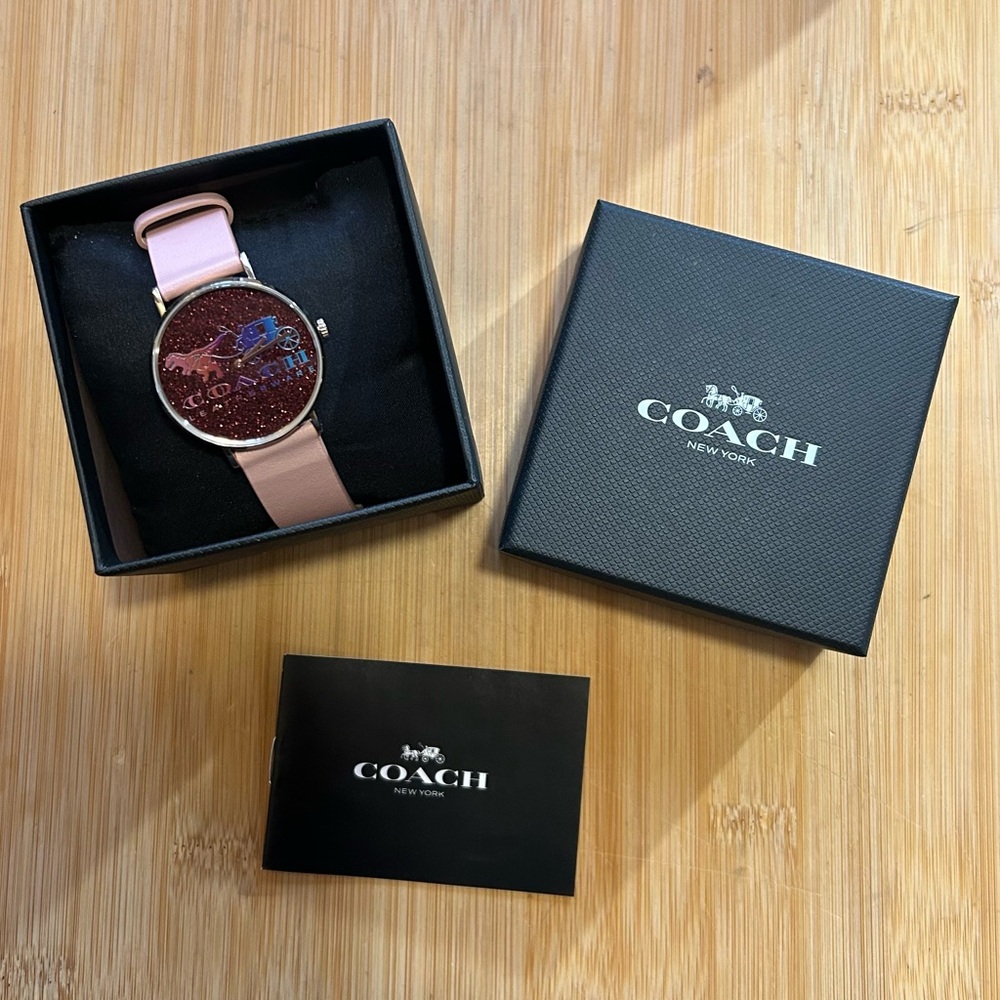 Coach Perry Watch With 36mm Sparkley Face With Carriage & Pink Leather Band - Picture 6 of 7